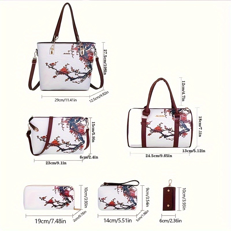 6pcs set ladies autumn new package spray painted shoulder bag details 0