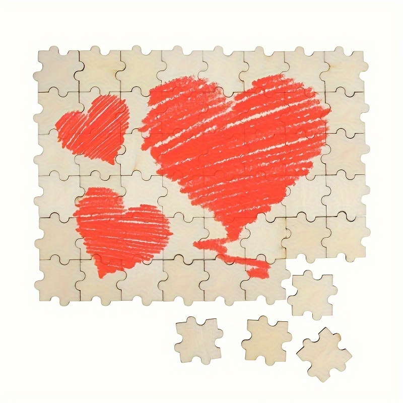 

100pcs Wooden Blank Puzzles Diy Jigsaw Puzzles Free Shape Blank Wooden Puzzles For Crafts Art Card Making Creative Gifts, 1.18in/1.57in