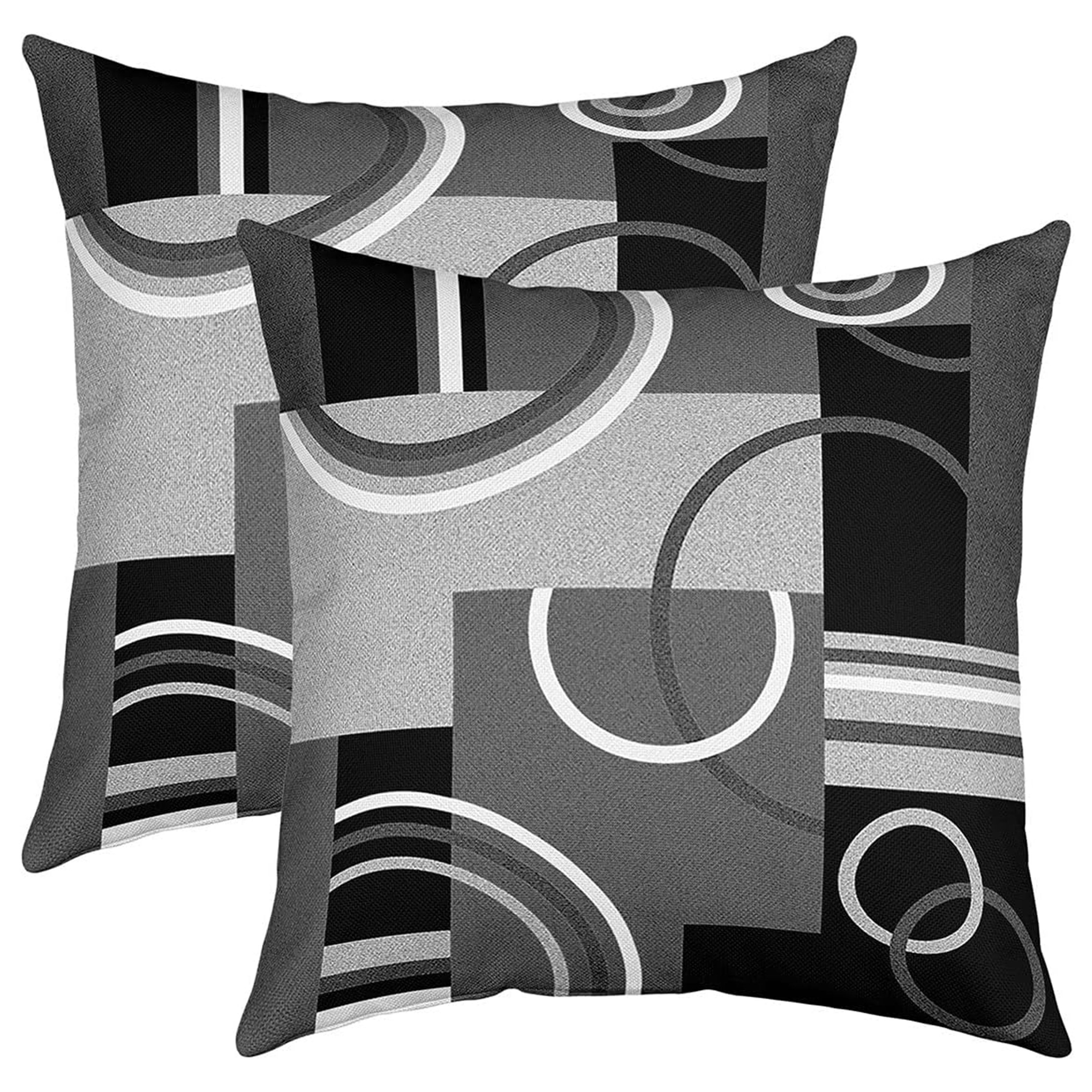 

Contemporary Geometric Abstract Throw Pillow Covers Set Of 2, Polyester, Zipper Closure, Machine Washable, For Bedroom, Living Room, Office - Modern Decorative Cushion Cases