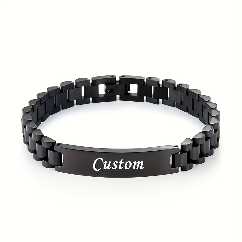 Customized Name Engraving Bar Bracelet For Women And Men Personalized Pendant Jewelry Gift