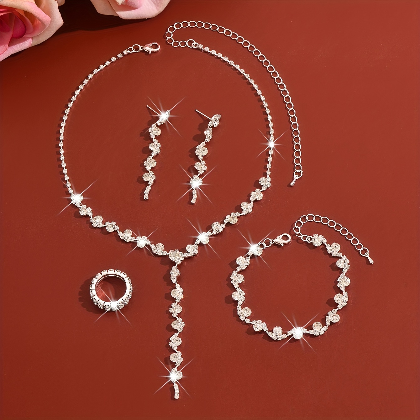 Luxury 4pcs Bridal Jewellery Set, Sparkling Gift