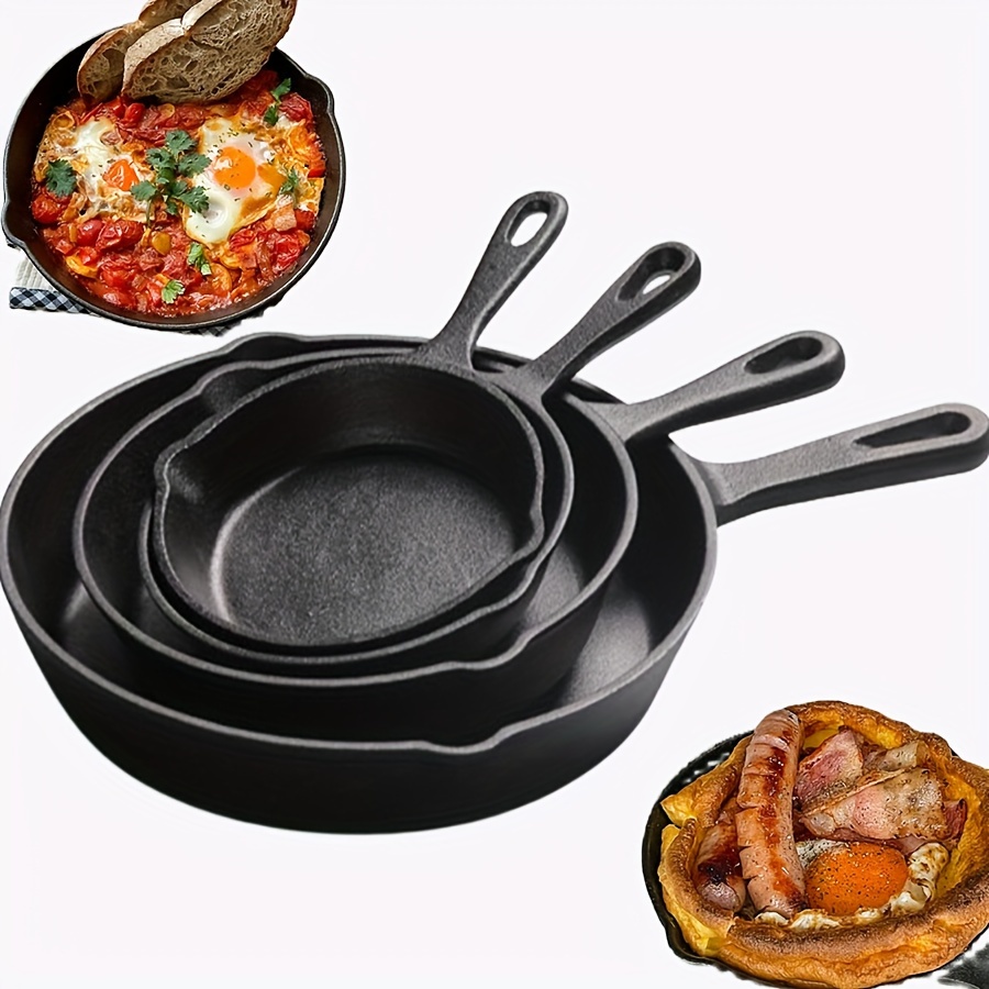 

Sets Of Pre- Cast Iron Skillets In Sizes 5-inch, 6-inch, 8-inch, And 10-inch, Sautéing, Braising, Or Baking Apple Pies And Cobblers.