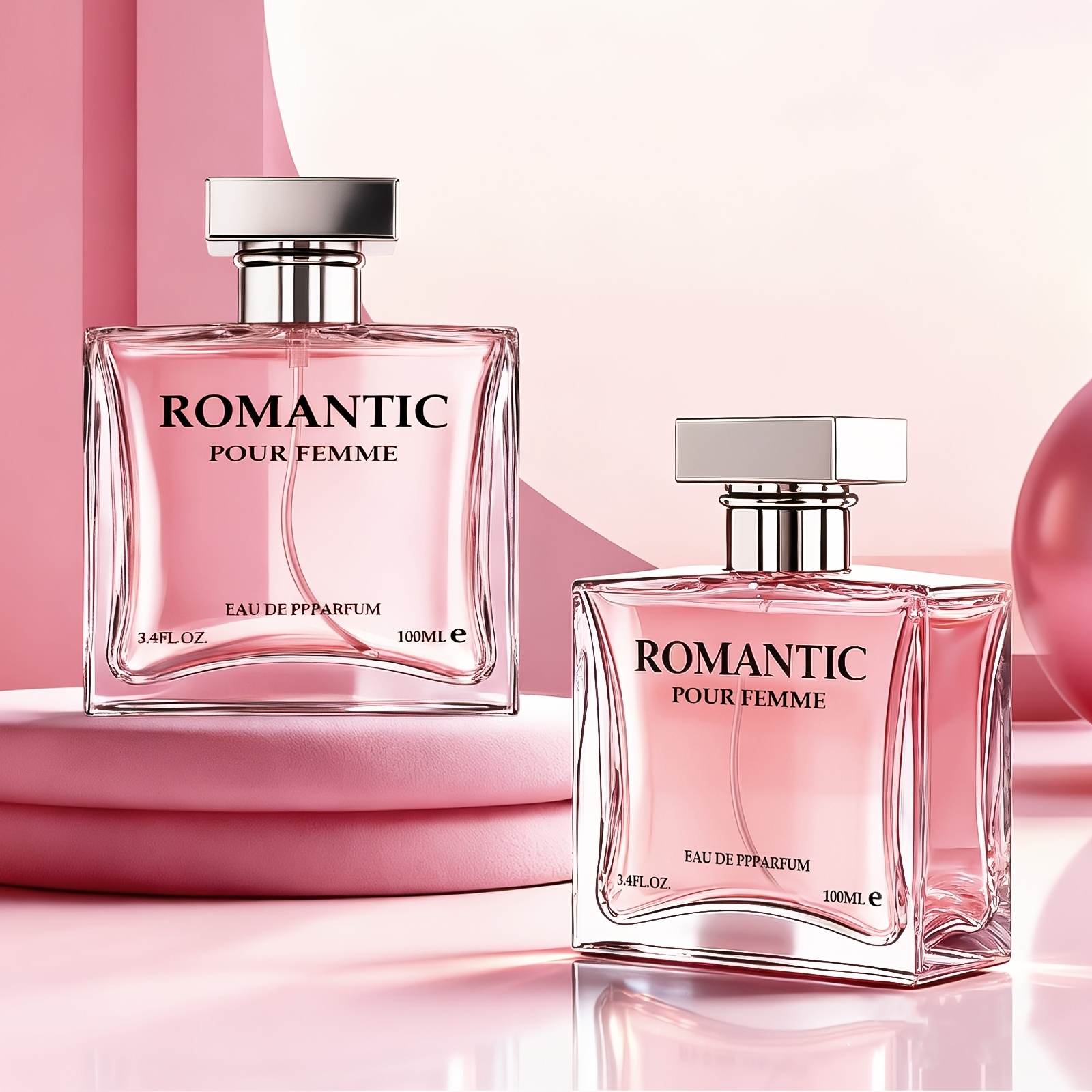 Image of 2-pack Pink Women's Perfume – Bulgarian Rose As Main Note, Fresh, Elegant, And Gentle. Ideal For Use; Light Floral Scent Lingers All Day. Emanates Romantic Vibes For Dates Or Gatherings