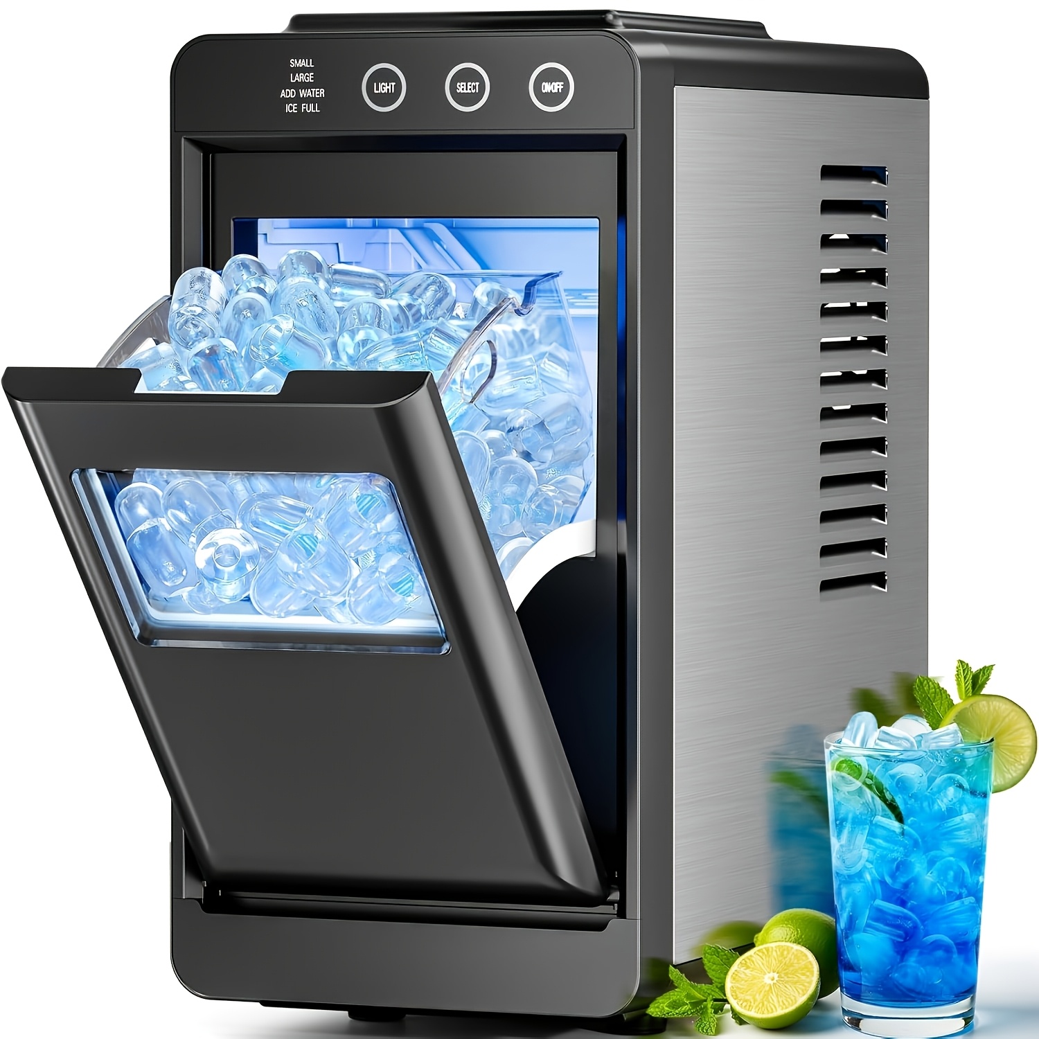 Countertop Ice Maker, Portable Ice Machine With Self-cleaning, 26 Lbs/24hrs, 8 Cubes In 6 Mins, Basket And Scoop, Quiet Compact Ice Maker For Home/kitchen/camping/rv
