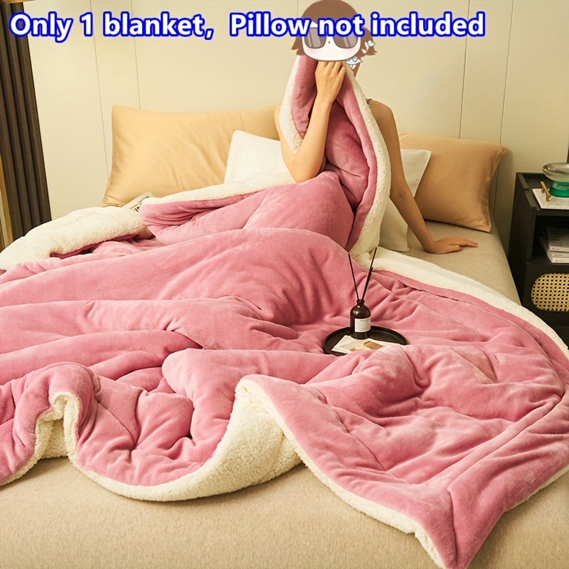 

Luxurious Double-sided Milk Fleece Throw Blanket - Soft, For Couch, Bed, Travel - Paste Color