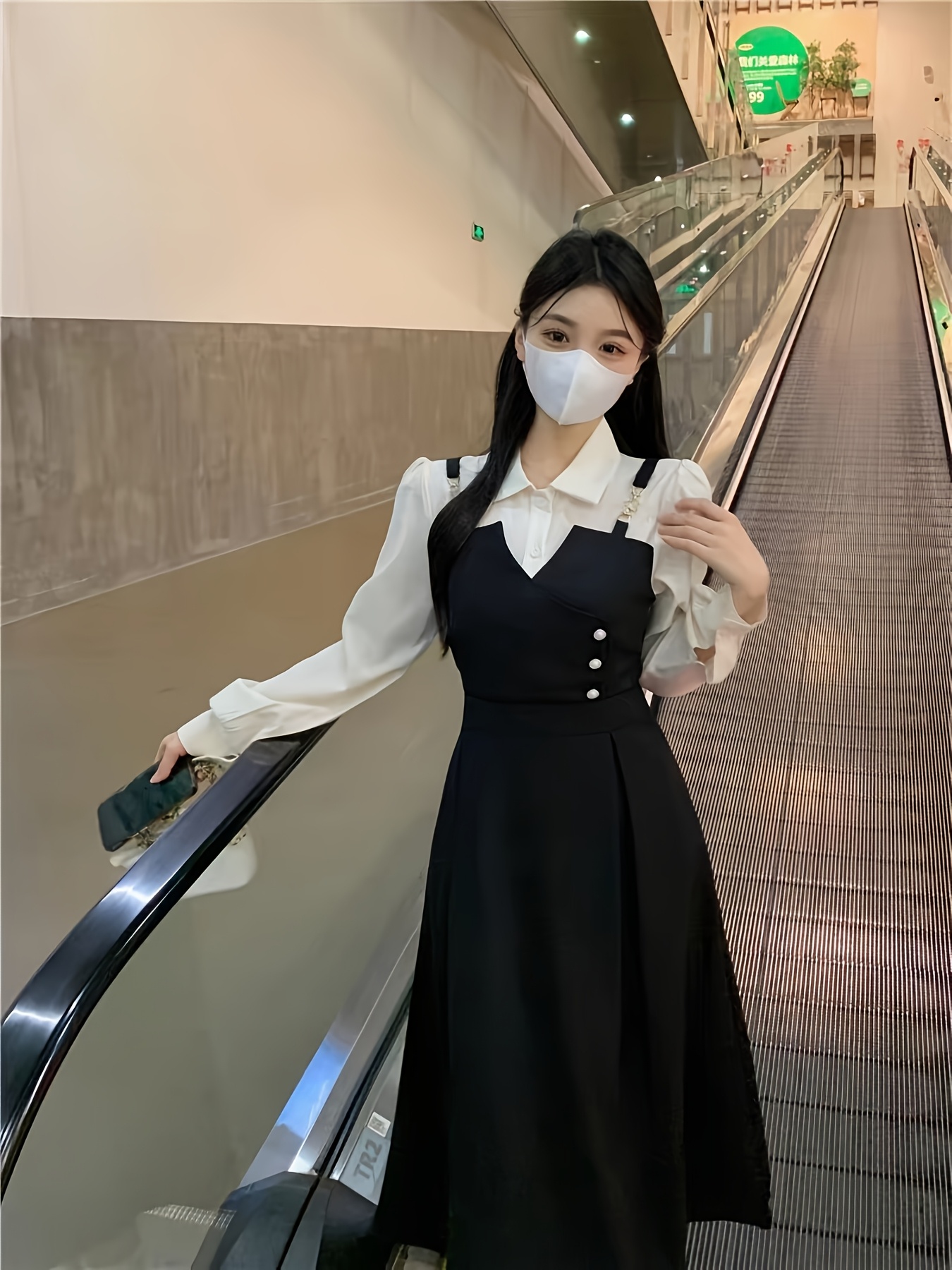 Women's Casual Long Sleeve Mock Two-Piece Shirt Dress - Black \u0026 White  Contrast Collar womens casual long sleeve mock two piece shirt dress black - Temu Germany