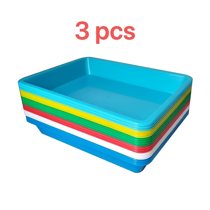 TEMU 3pcs Rectangular Plastic B5 Trays, Random Colors, Durable Multifunctional Storage Boxes, Home Kitchen Tableware Trays, Science Experiment Trays,