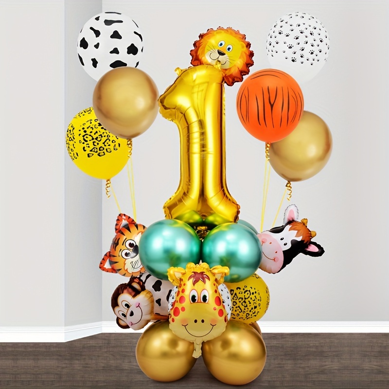 

26pcs, Animal Number Aluminum Film Yellow White Latex Balloon Suitable For Birthday Parties, Carnival, Baby Shower, Home Decoration, Room Background Decoration, Party Decoration