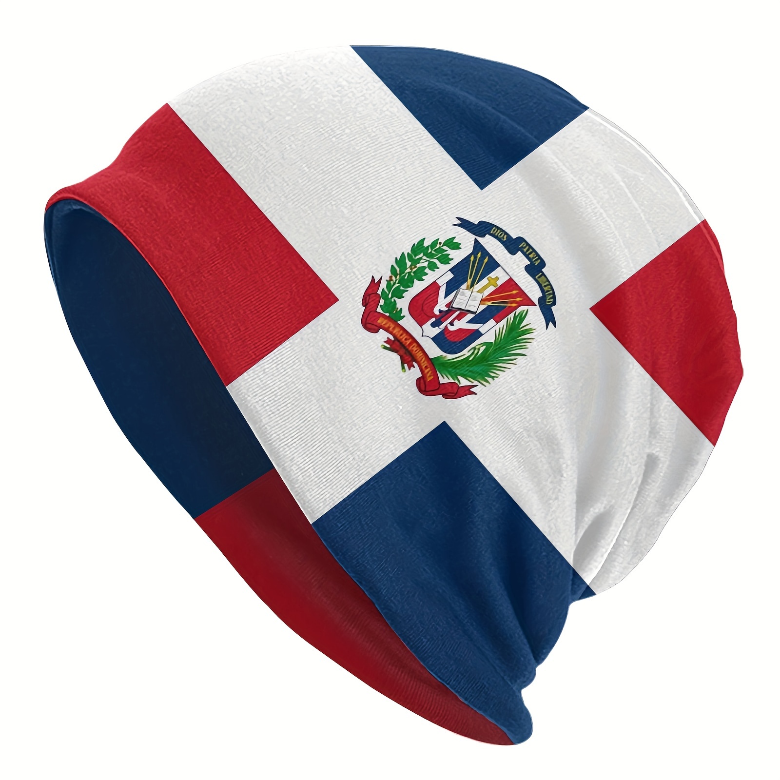 

1pc Dominican Republic Flag Soft Elastic Beanie Cap, Funky Unisex Soft Patriotic Thin Brimless Hat, Ideal Gift For Men Women