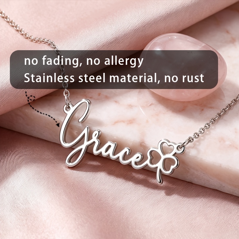 Personalized Stainless Steel Name Necklace, 18K Gold Plated