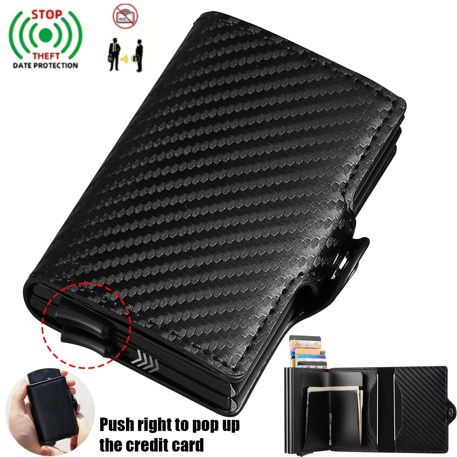 

1pc Obcreator Rfid Blocking Wallet, Large Capacity Double Layer Id Card Holder, Leather Polyester, With Detail, Non-braided, Ideal For Men - Christmas, Halloween, Thanksgiving Gifts