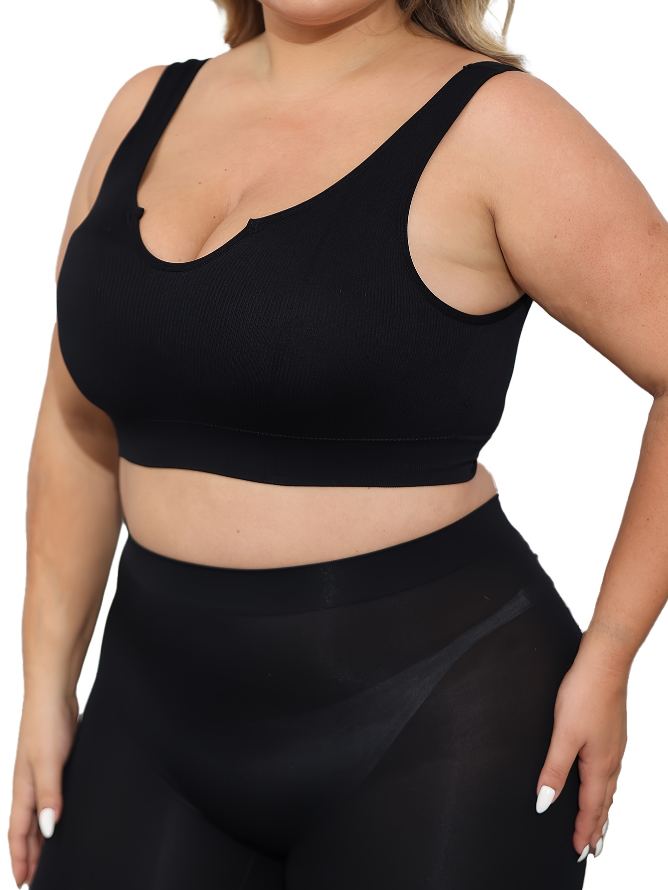 Women'S Daily Casual Low-Collar Non-Removable Chest Pad Bra, Seamless Breathable, Medium Stretch Polyamide Knit Fabric, 120g/?, Solid Color, Easy Comfortable, Sexy, for Women