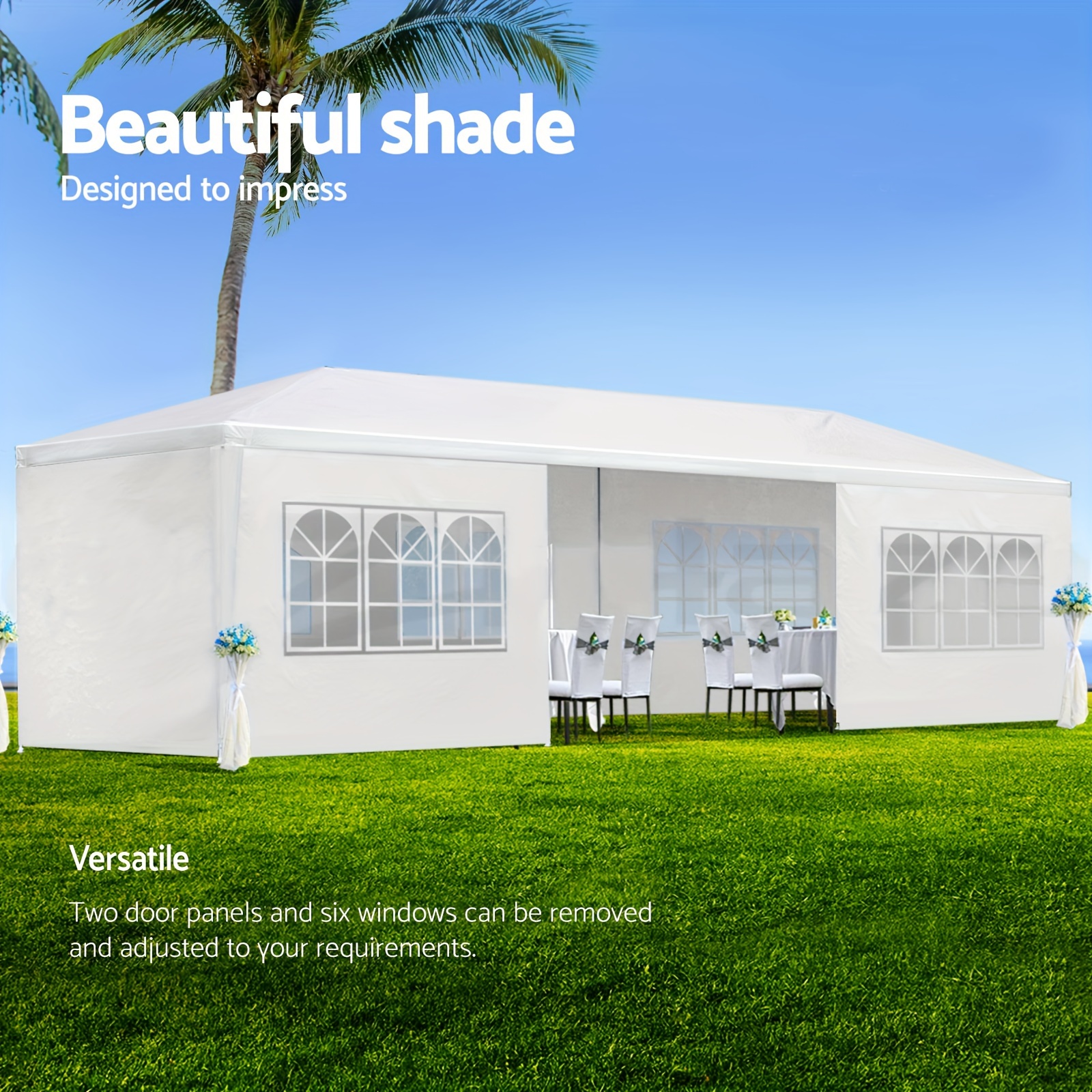 

10x30' Outdoor Wedding Party Gazebo - 8 Detachable , Waterproof Shelter For Camping, Picnics & Events