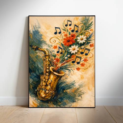 öğe resmi 2d düz, 2d düz, poster ve baskılar - 2d düz, çerçevesiz tuval tablo, benzersiz stil saksafon deseni, müzik notalı duvar sanatı, caz enstrümanı dekorasyonu, tatil doğum günü hediyesi, kişiselleştirilmiş hediye, büyük ev dekorasyon sanat posteri