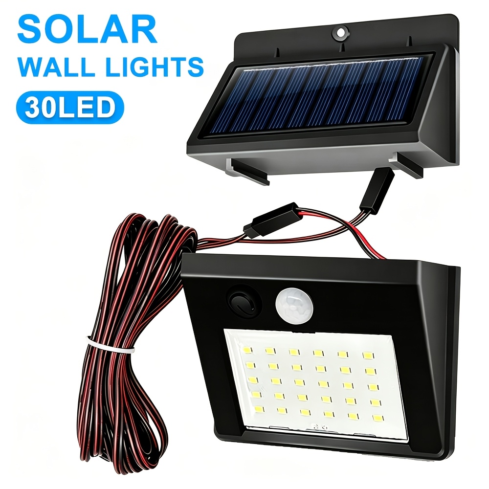 TEMU Compact Outdoor Solar Wall Lights, Outdoor Solar Panels, Motion-sensor Solar Security Lights With 30 Leds, Solar Floodlights (with Extension