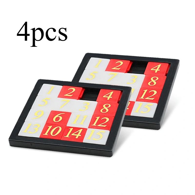 TEMU 4pcs 15-slot Number Sliding Puzzle, Portable Fourth-order Number Magic Cube, Desktop Travel Classroom Educational Stress-relief Board Game Toy
