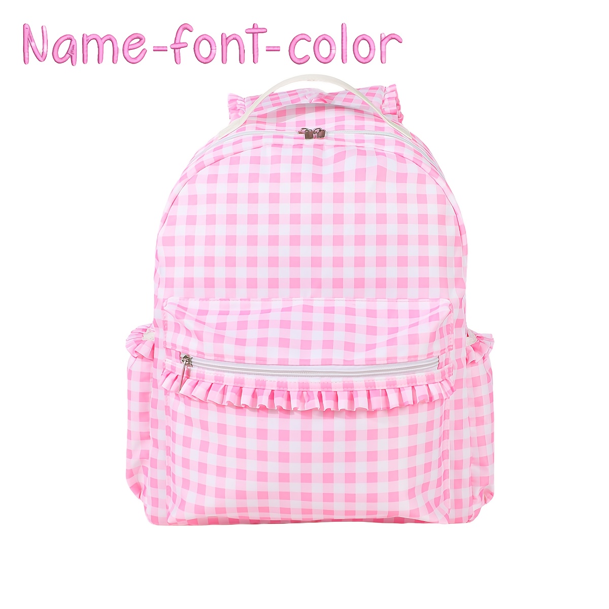 TEMU A Casual Backpack With A Letter Grid Pattern, With A Matching Lunch Box, Embroidered, Customized, Back-to-school, Fashionable