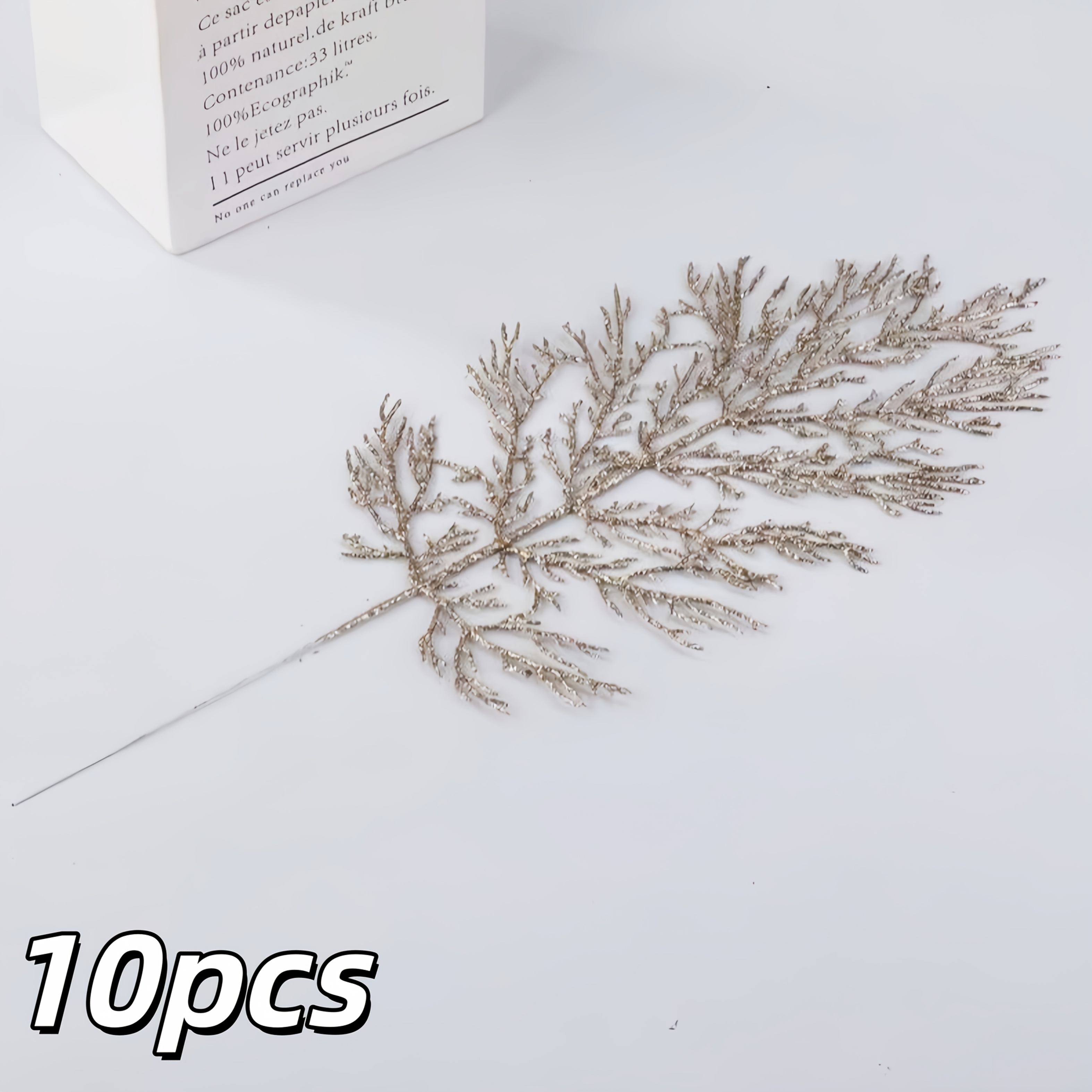 TEMU 10pcs Simulated Golden-scattered , Christmas Atmosphere Scene Setup, Artificial Flowers, Artificial Plants, Creative Christmas Decorations, Diy
