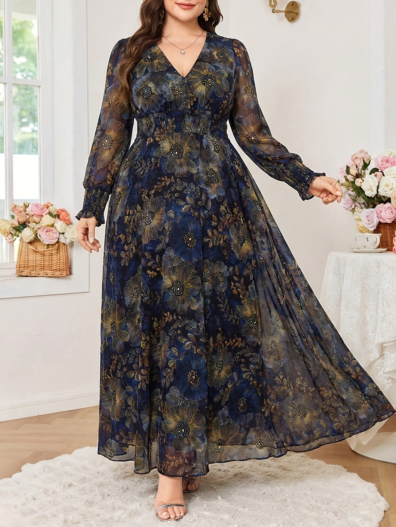 temu plus size formal dresses evening with sleeves sold on United States front slit