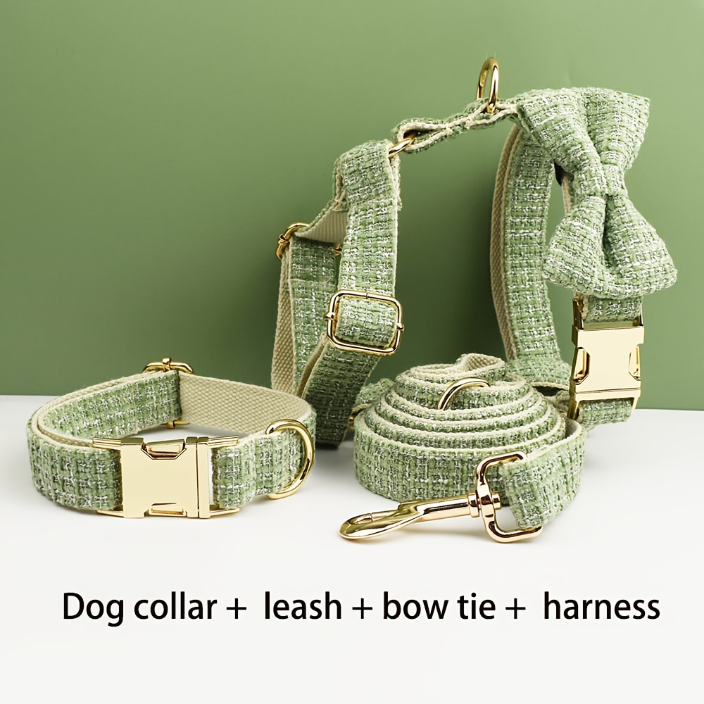 TEMU Of 2pcs/4pcs Options , Custom-designed Dog Collars, Leashes, Belts, And Bowtie Pet Accessories, Free Engraving For Personalized Dog Collars, And