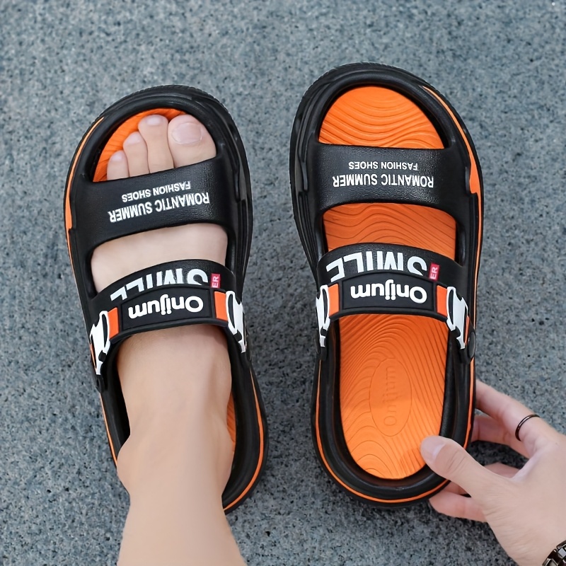 womens sport sandals with thick cushioned eva sole slip resistant high quality design anti odor technology   letter print for beach outdoor home use lightweight breathable slip on slippers Product details 8