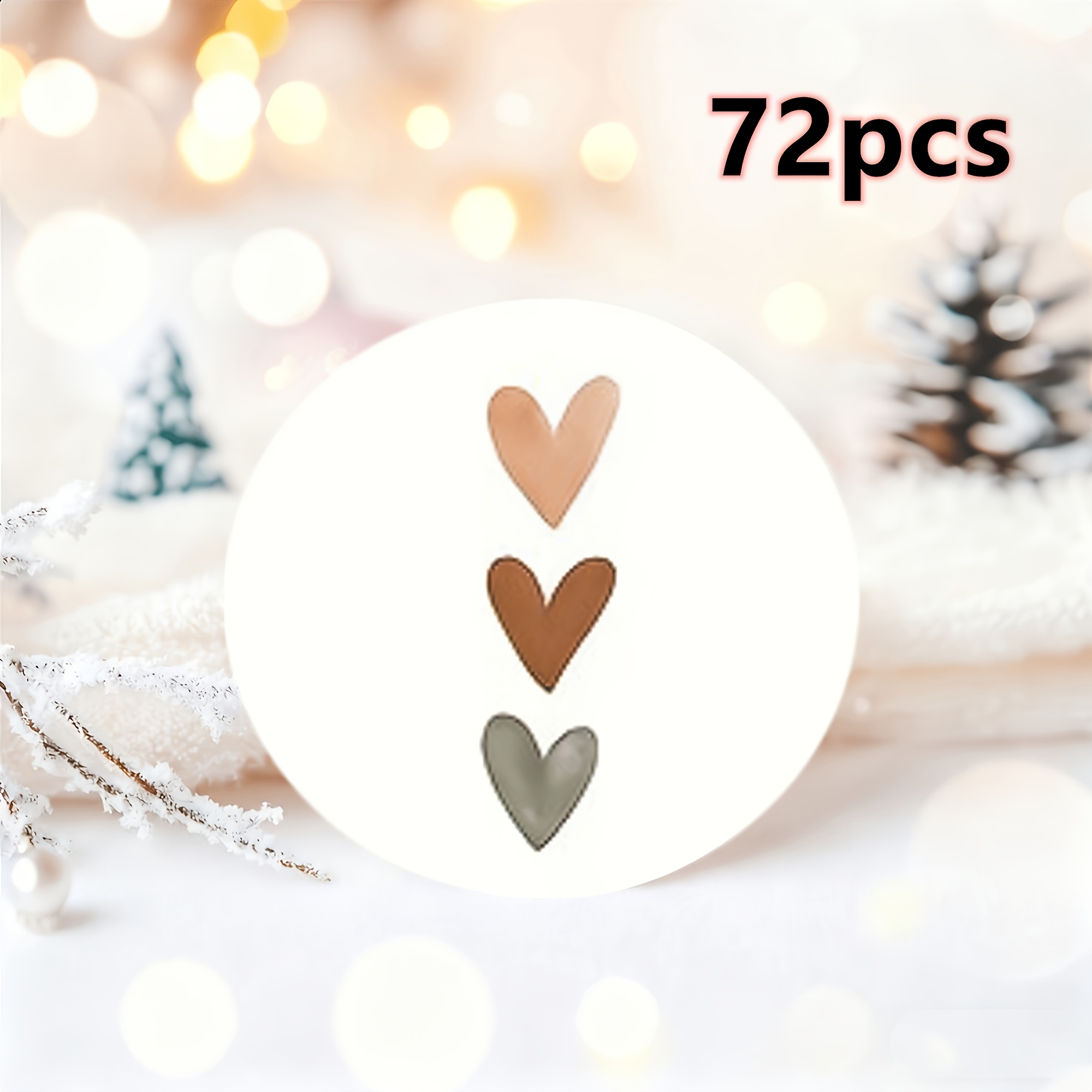 TEMU 72pcs d'Autocollants Étiquettes de Cœur et Rond, Étiquettes Autocollantes pour Emballage Cadeau, Convient pour Cadeaux d'Anniversaire, Mariages,