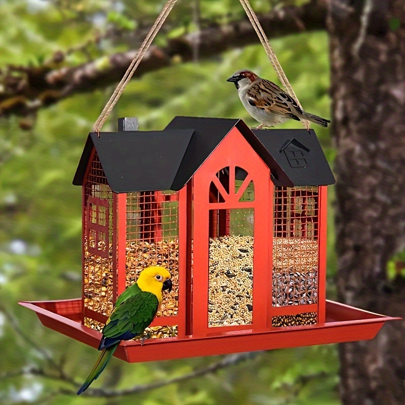 

Bird Feeder House For Outside, Metal Mesh Wild Bird Feeder With Triple Feeders For Finch Chickadee, Large Capacity, Weatherproof And Durable