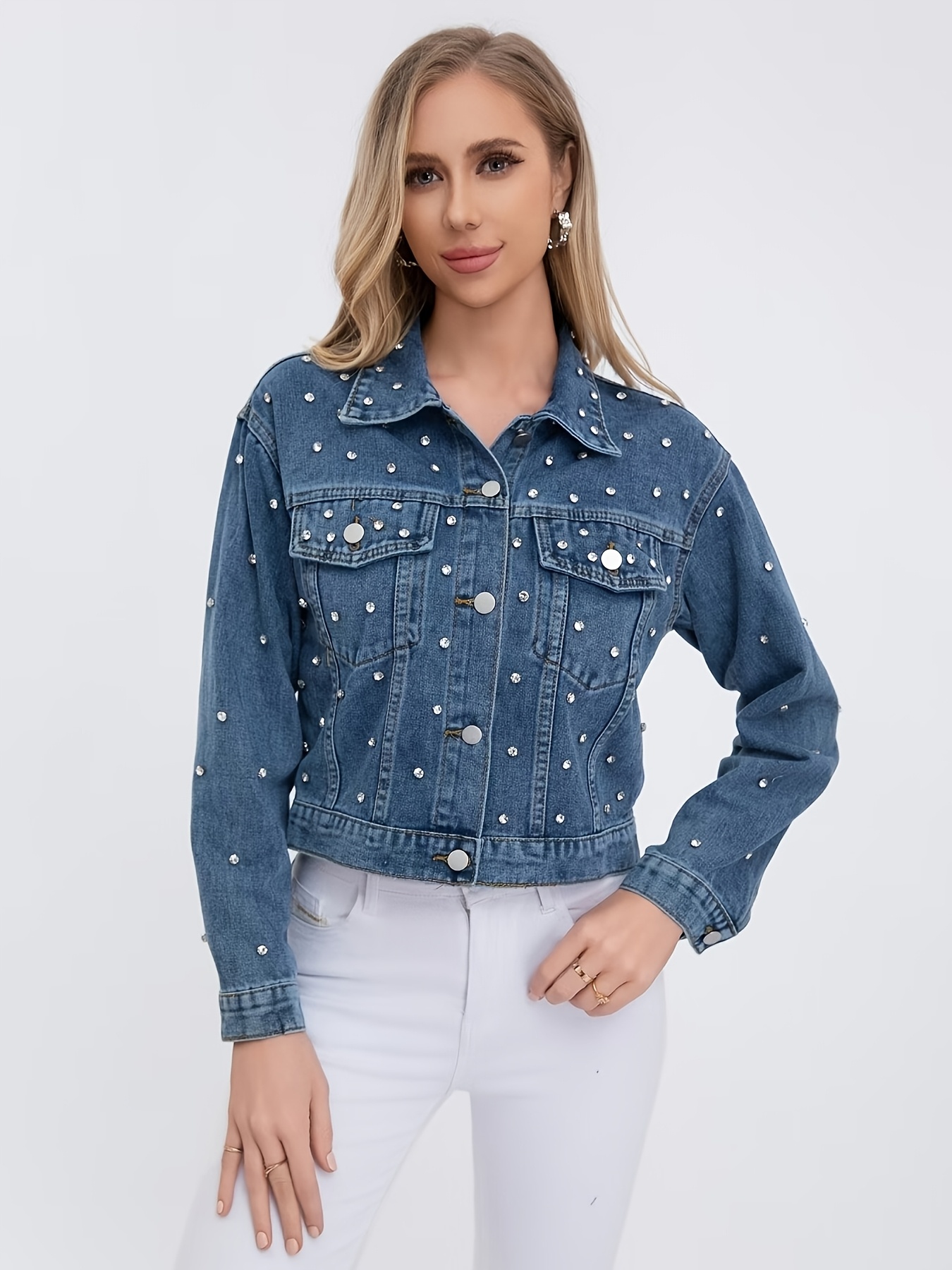 Nuna Lie Giacca Jeans Donna Con Strass Short Vest Nuna Lie Blue