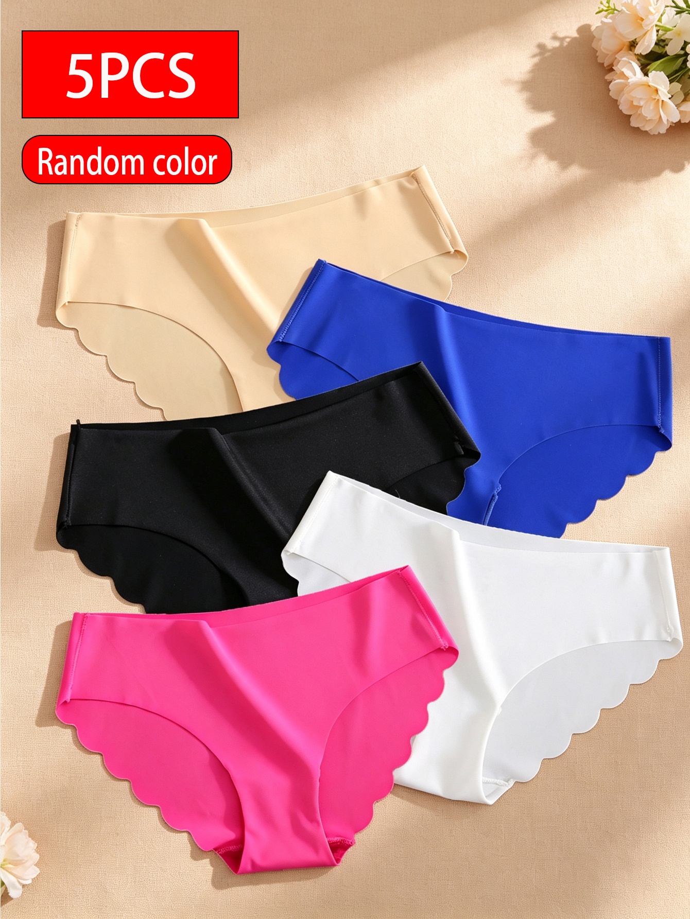 item picture 5pcs random colors womens seamless underwear comfortable and breathable low   womens briefs for daily  