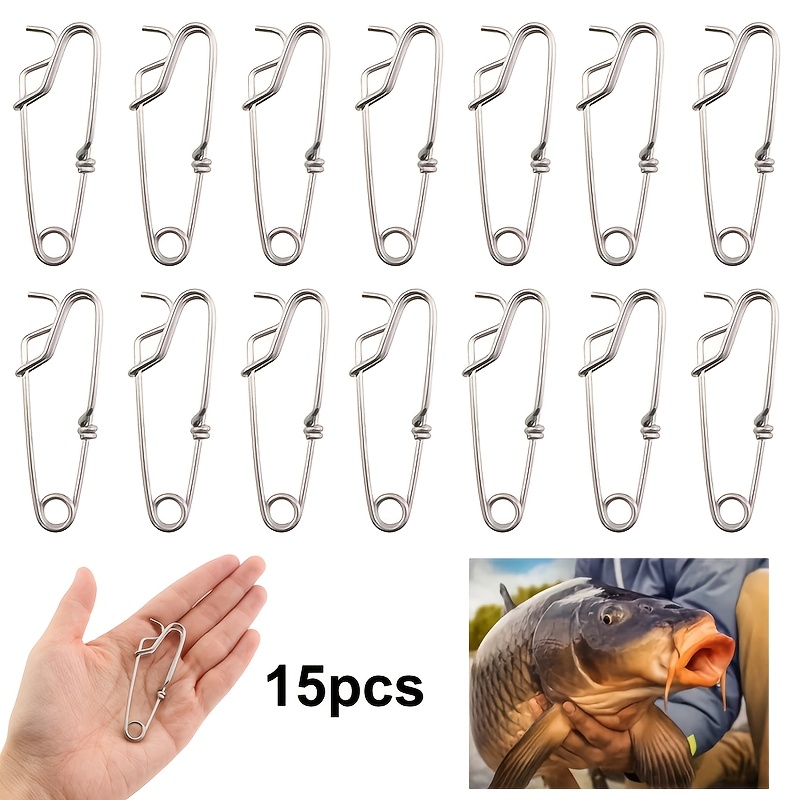 TEMU 15pcs Stainless Steel Long Line Fishing Snaps, Suitable For Sea Fishing