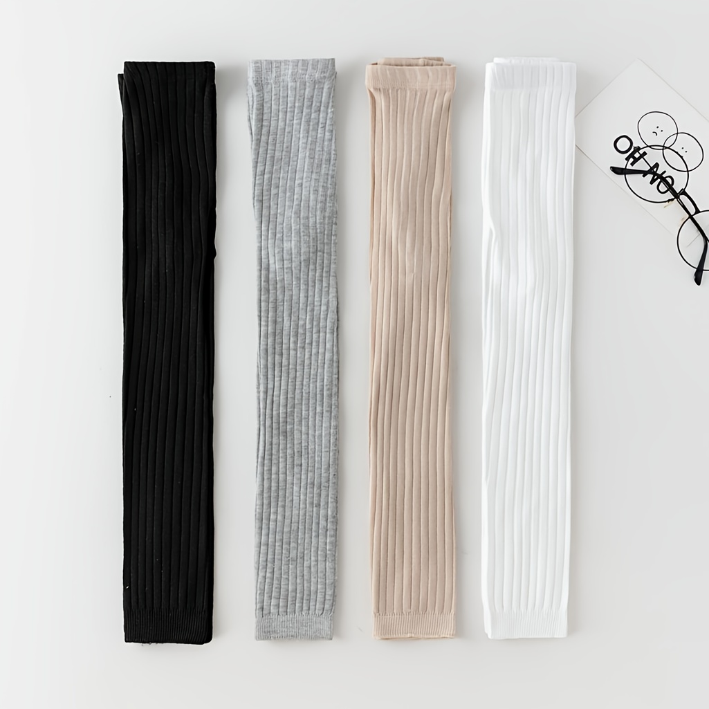 4pcs Girls' Leggings Vertical Stripes Versatile Colors Ankle Length Pants, Fall And Winter Clothes