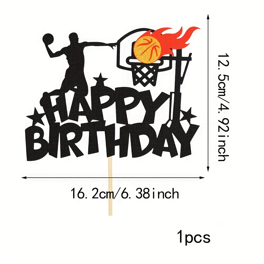1pc Basketball Happy Birthday Cake Decoration Basketball Sports Theme Birthday Cake Theme Boy Birthday Party Cake Decoration Supplies
