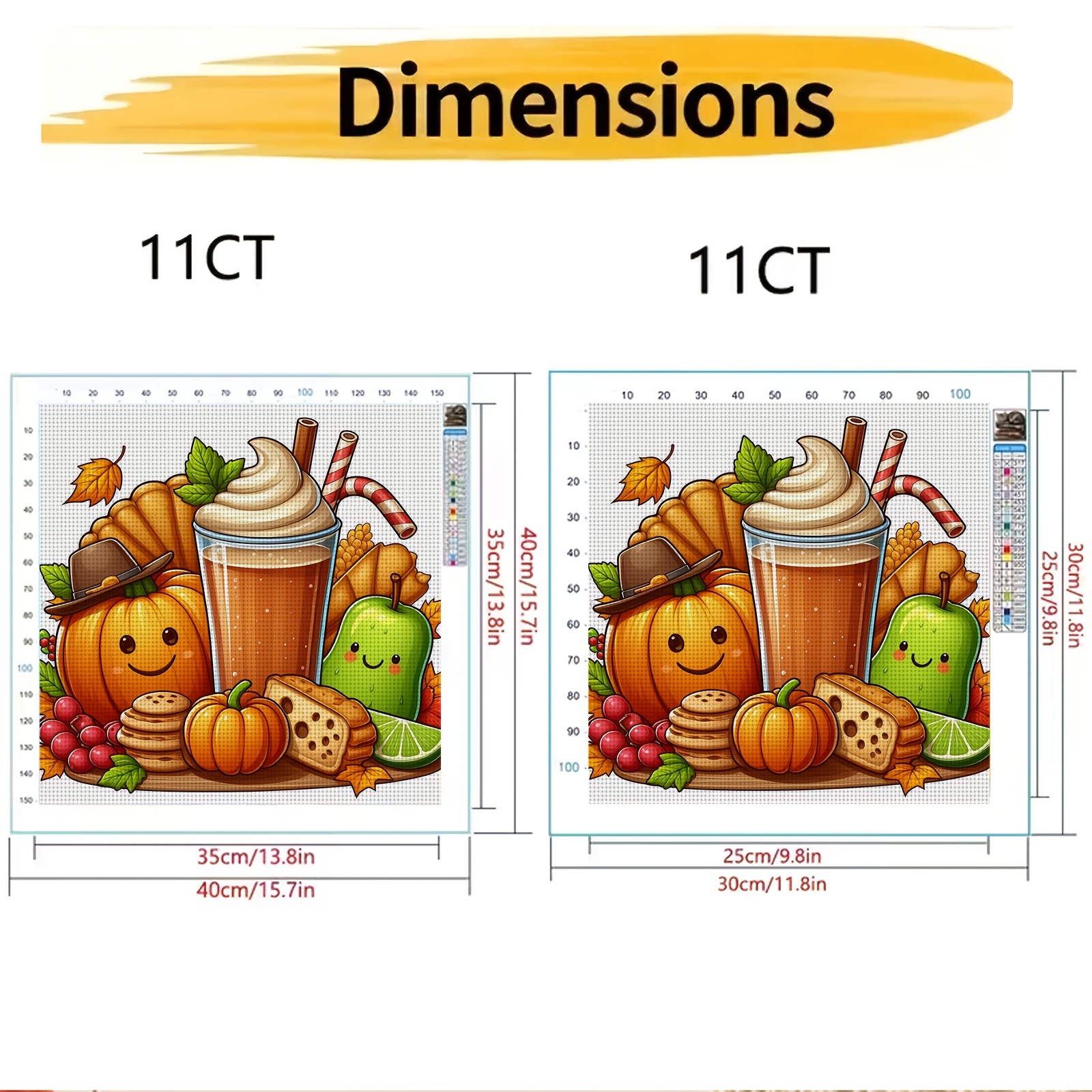 11CT Printed Cross Stitch DIY Kit, Autumn Drink with Pumpkin