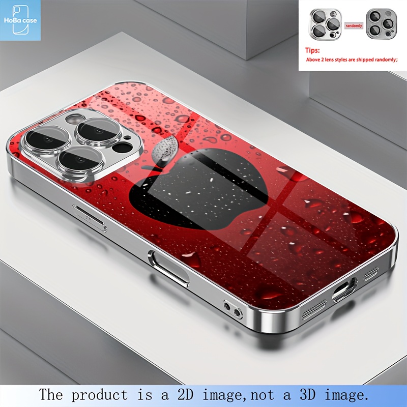 TEMU Phone Case: 2d Flat Print Pattern Tempered Glass Phone Case, Suitable For Iphone 17, 17 Air, 16, 16e, 13, 12, 14, 15 Pro, Plus, Pro ,