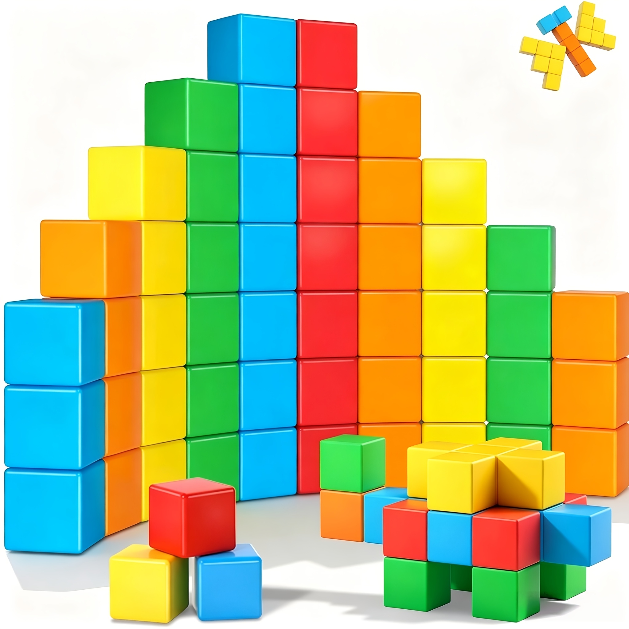 Image of Magnetic Building Blocks, Magnetic Tile Toys, Puzzle Toys, Suitable For Boys And Girls Aged 3 And Above, Birthday Gifts, Holiday Gifts, 35pcs