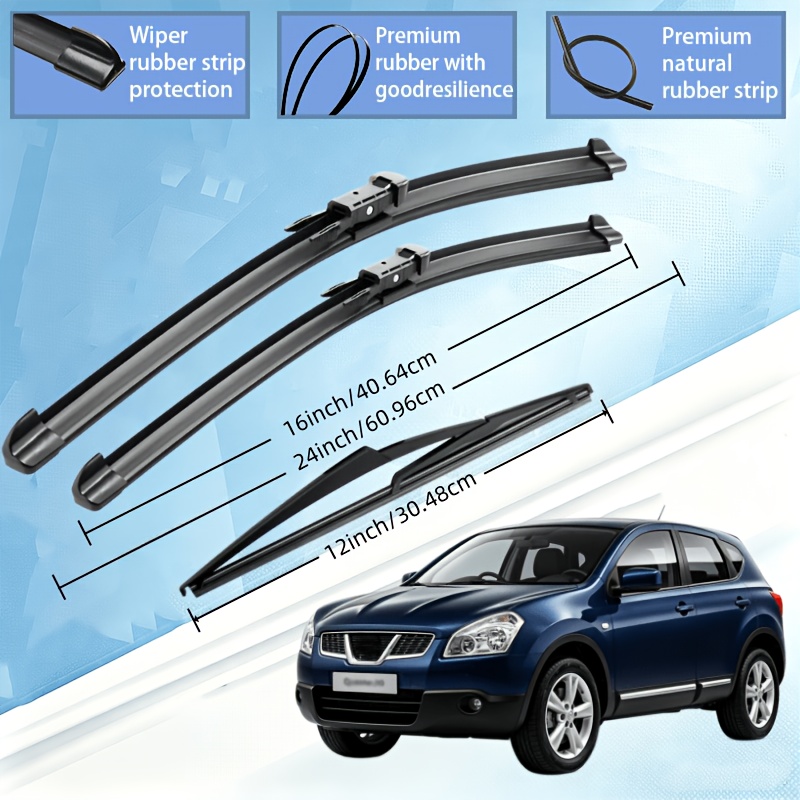 TEMU Set da 3 spazzole tergicristallo per for Nissan J10 2006-2013, misure 24''+16''+12'', spazzole tergicristallo qualit�, spazzole tergicristallo