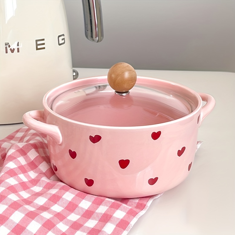 

Charming Ceramic Bowl With Dual Handles - Microwave Safe, Perfect For Noodles & Soup, Ideal For Home & Party Use