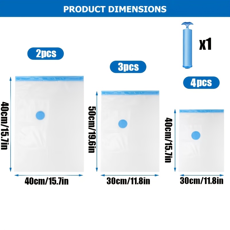 TEMU 10pcs Vacuum Storage Bag Set (4s X X 2l And 1pc Manual Pump), Suitable For Home, Travel, Moving, Camping - Space- Compression System,