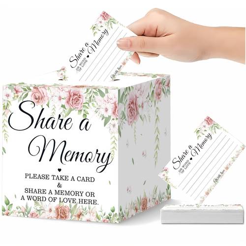 51pcs leaf themed memory card box with share a memory guest cards elegant green weddings graduations birthdays anniversaries retirement parties memory gifts