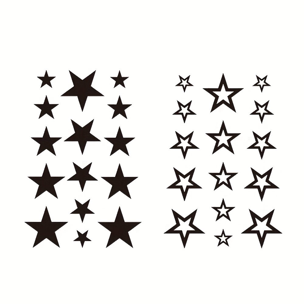 2pcs Waterproof Temporary Tattoo Stickers - Black Star Patterns, Body Art For , Arm, Leg, Abdomen, Waist, Ankle, Shoulder, Face, Hand