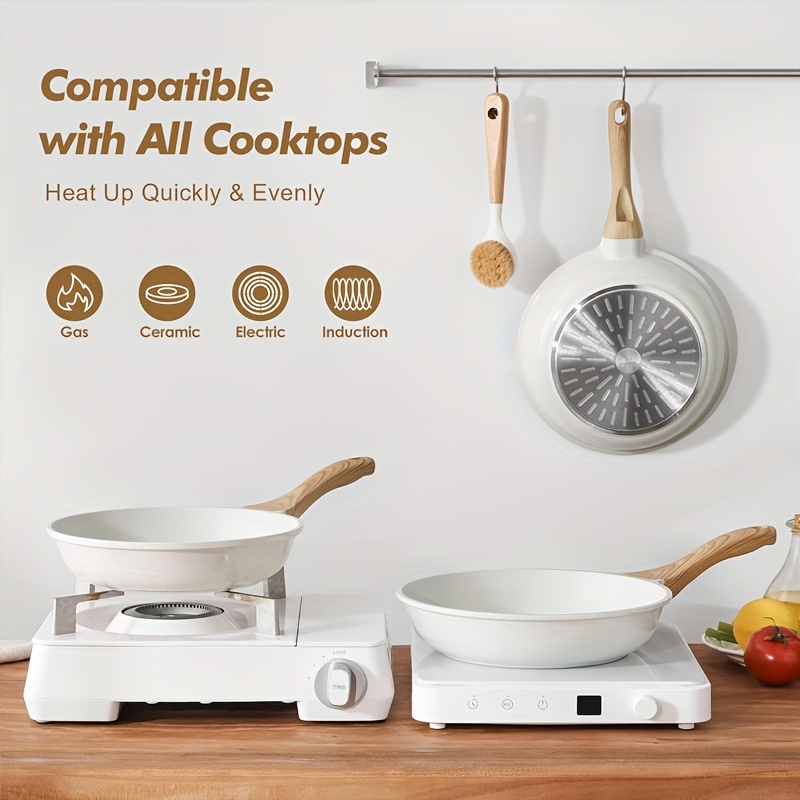 White Minimalist Non-Stick Frying Pan for Modern Kitchens
