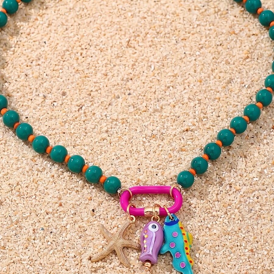 Summer Ocean Style Seashell Colorful Bead Necklace