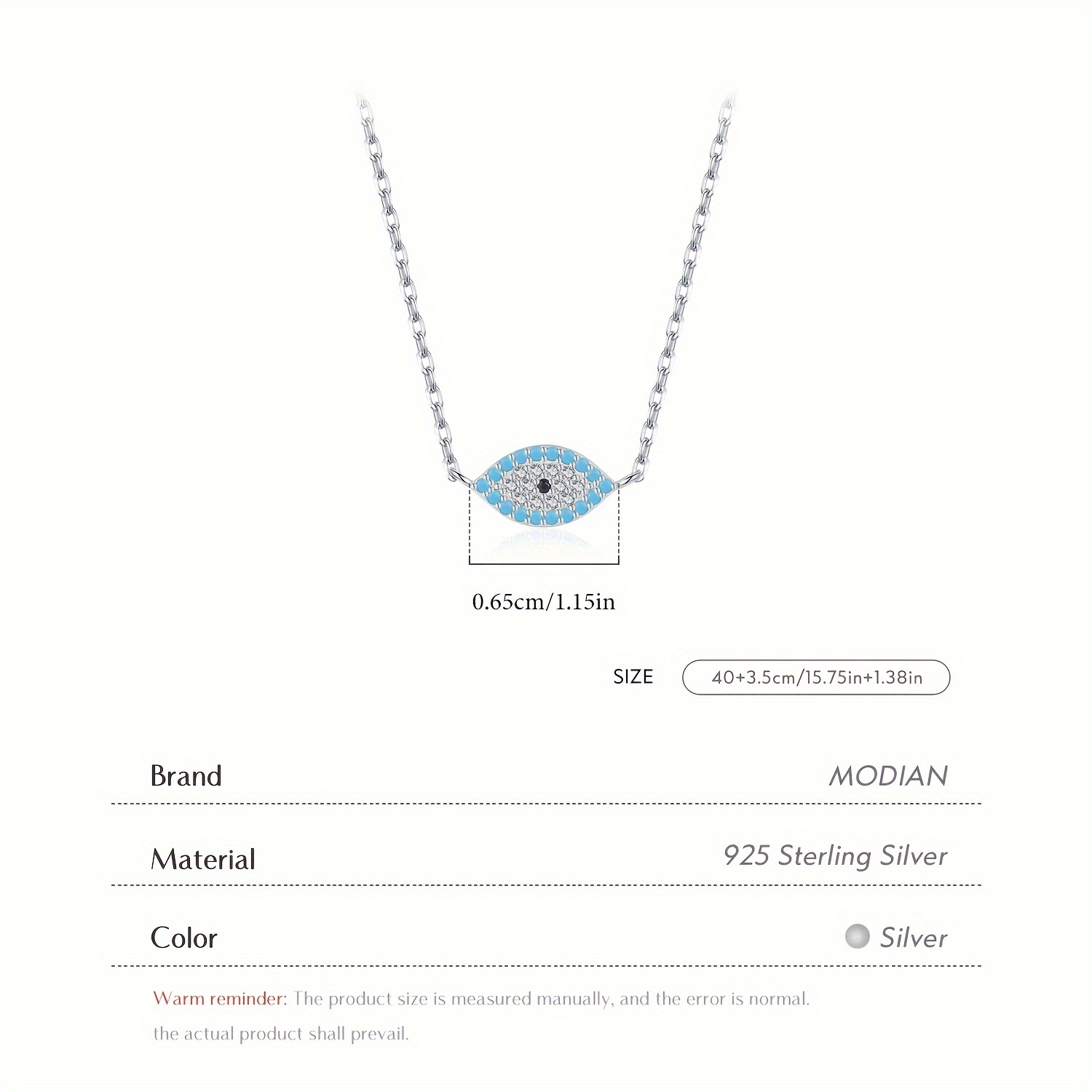925 Silver Turquoise Pendant Necklace with CZ Pave Setting