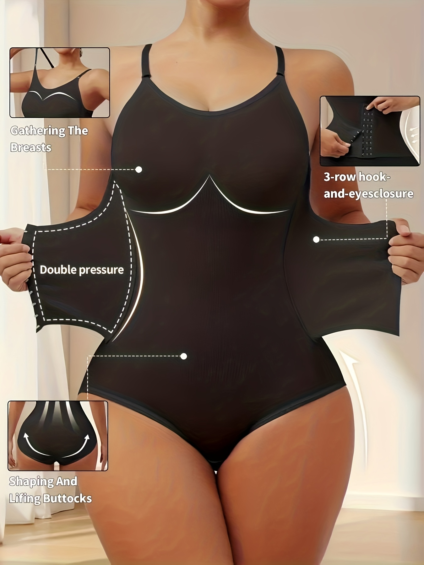 Strong Button Front Bodysuit | Seamless, Medium Support, Postpartum, Waist Shaper with Hip Lifter, Four-Way Stretch for Daily Use