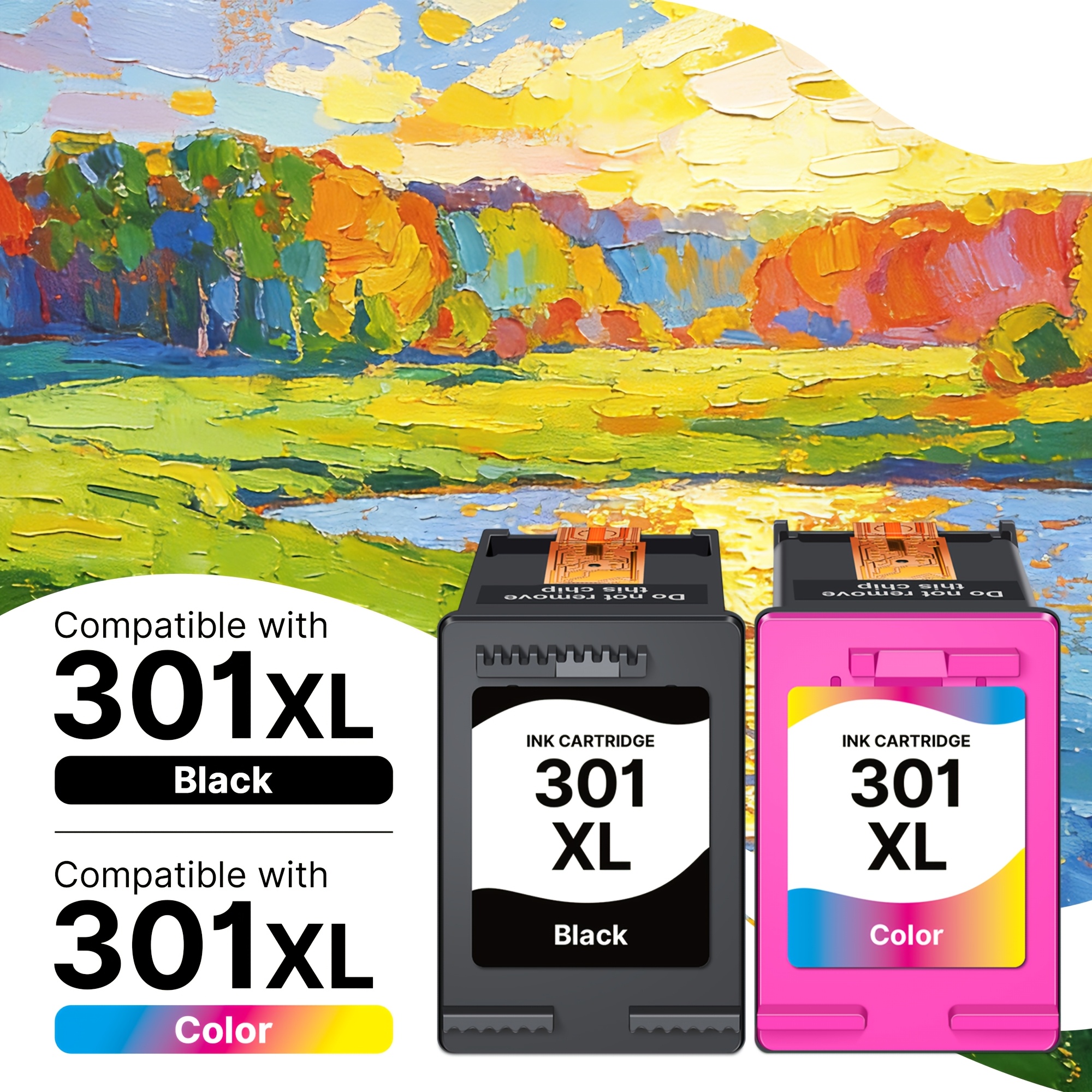 TEMU 301xl Remanufactured Ink Cartridge For 301xl Ink Cartridges For 4500 5530 5532 2540 1510 1000 1050 2050 2544 3050 2620 4630 (1 Black+1 Colour)