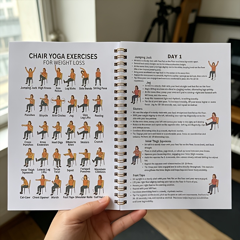 TEMU Chair Yoga Book Specially Designed For Women: 10-minute Easy Seated Posture Training To Aid In Weight Loss, Slimming The Waist And Abdomen,