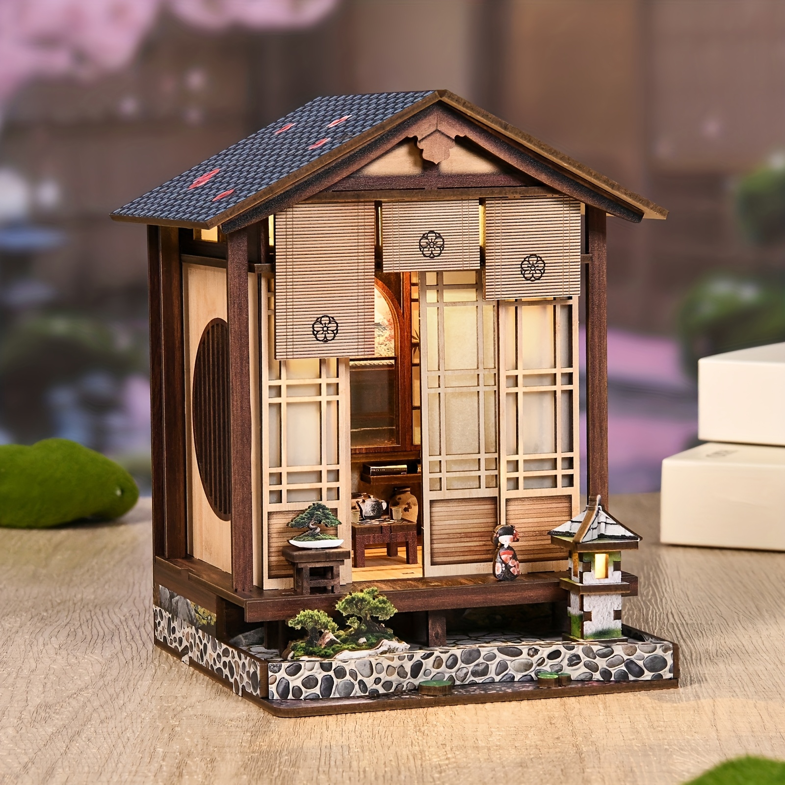 Motusform Judy's Magical World Book Nook DIY Kit - Dual-Sided Miniature Library With LED Lights, Dark Magic & Garden Themes - Wooden 3D Dollhouse For Adults
