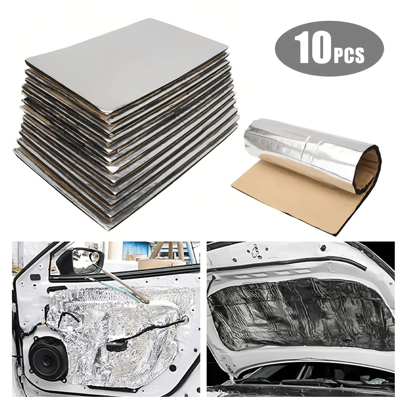 TEMU 10pcs 5mm Sound Deadener Heat Insulation Mat Car Van Sound Proofing Deadening Insulation Car Hood Insulation Silent