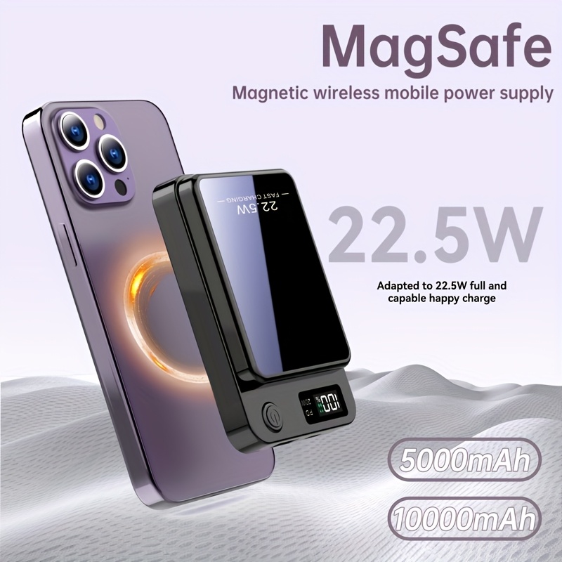 [Fast Charging Power Bank] 22.5W PD Fast Charging Power Bank 10000/5000mAh - Portable Wireless Charger, Magnetic Wireless Charging Pack, USB Type-C, LED Power Display, Rechargeable Lithium Polymer Battery For Android/iPhone Devices