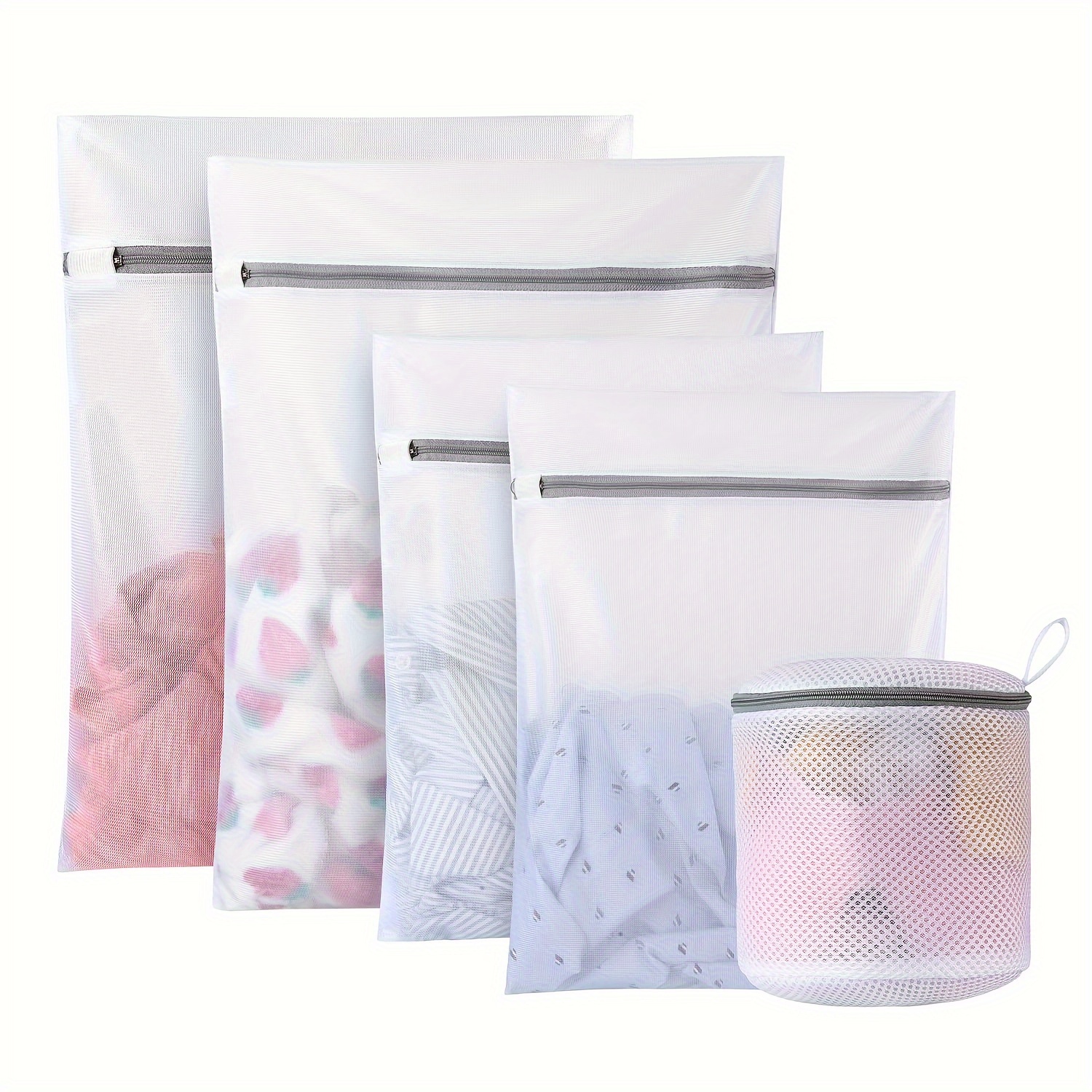 

3/4/5pcs, Multi-size Mesh Laundry Bags Set - Zippered Polyester Mesh Bag Set, Durable Lingerie Delicate Bags For Socks, Bras, Masks, Underwear